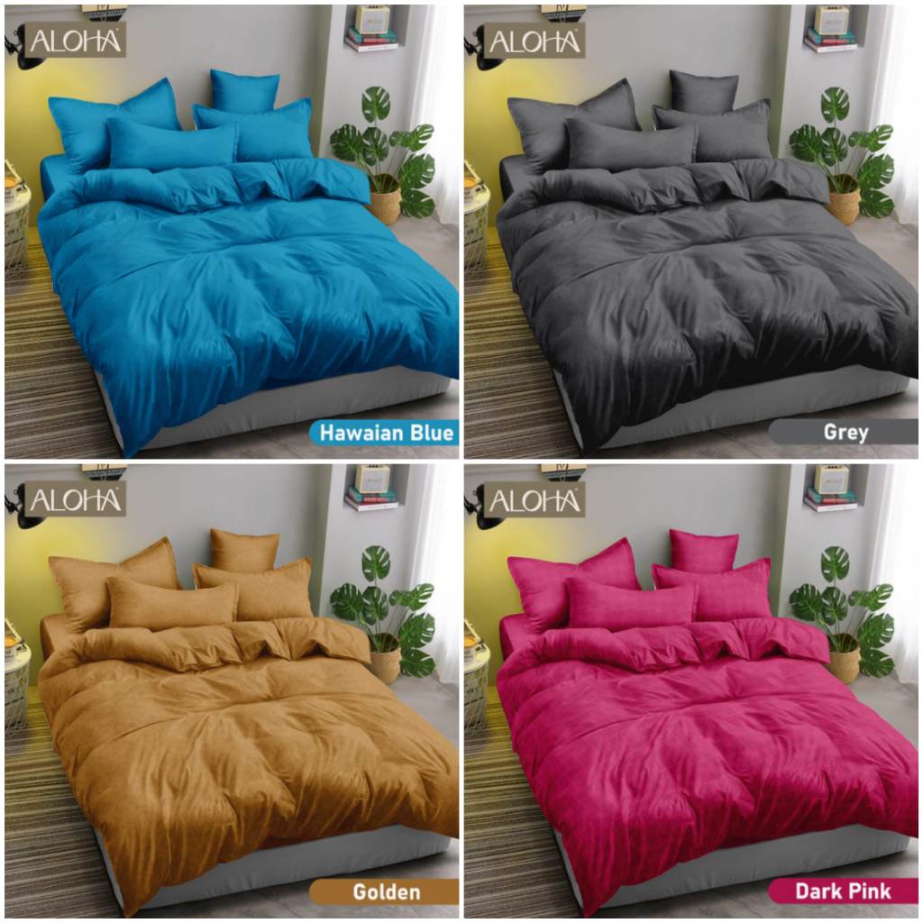 Bedcover Aloha 180 x 200 King Size 6 kaki Polos Emboss