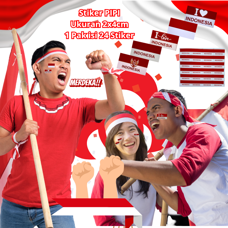 

Stiker Sticker Tempelan Pipi Bendera Merah Putih Garuda Dirgahayu RI 17 Agustus 1 Lembar 24 pcs