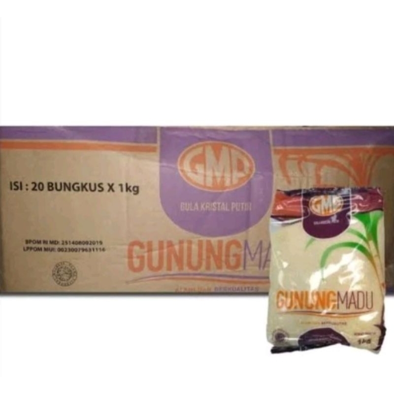 

Gula Pasir GMP Premium 1 dus isi 20kg murah/Gula Gunung Madu 20kg per dus