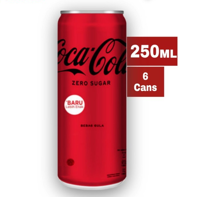 

Coca Cola ZERO Sugar Minuman Soda Soft Drink 250mL x 6 Cans