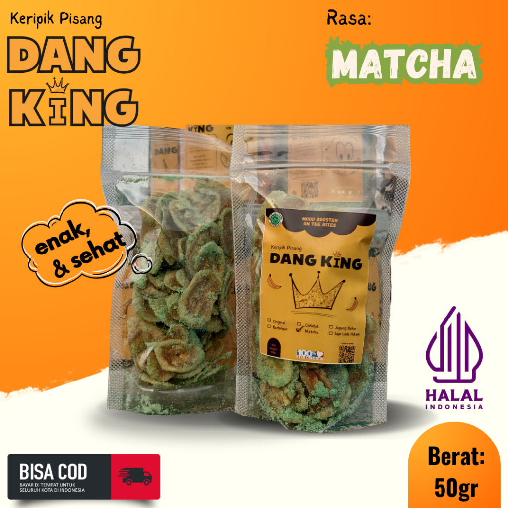 

Keripik Pisang DANG KING Rasa Matcha 50gr - Keripik Pisang Premium Bumbu Tebal, Renyah, dan Halal