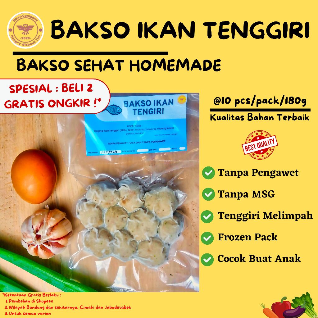 

hown company Bakso Ikan Tenggiri "Sehat Premium" Non-MSG/Non-Pengawet, cocok untuk Buah Hati dan Orangtua