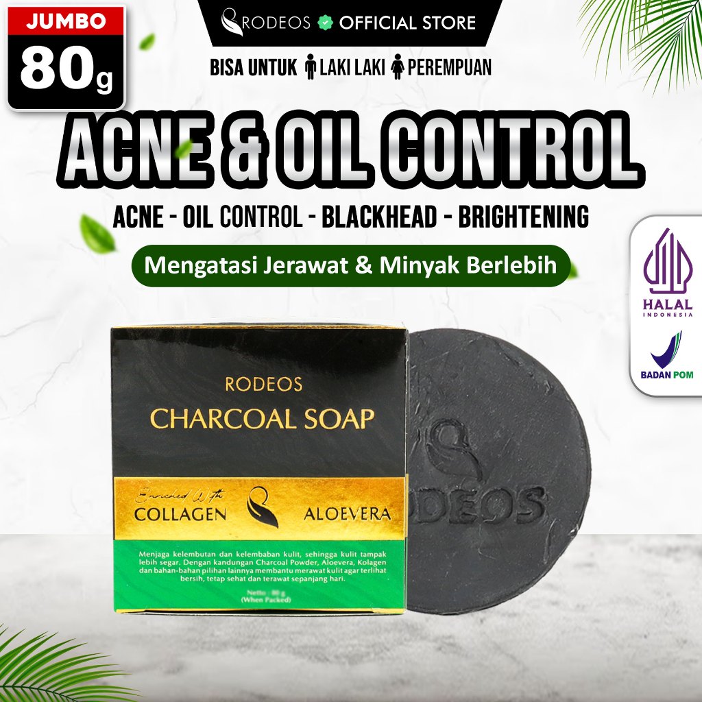 RODEOS Acne Bright - Sabun Cuci Muka Pria & Wanita - Charcoal Soap - Sabun Anti Jerawat, Bruntusan, 
