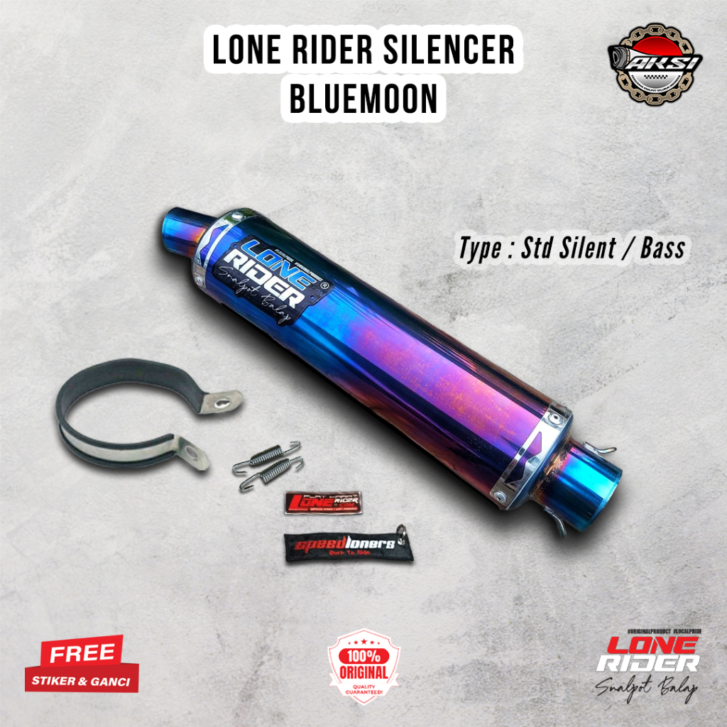 ORIGINAL LONE RIDER Silencer Standar Silent Bass Bluemoon - Knalpot Racing Lone Rider