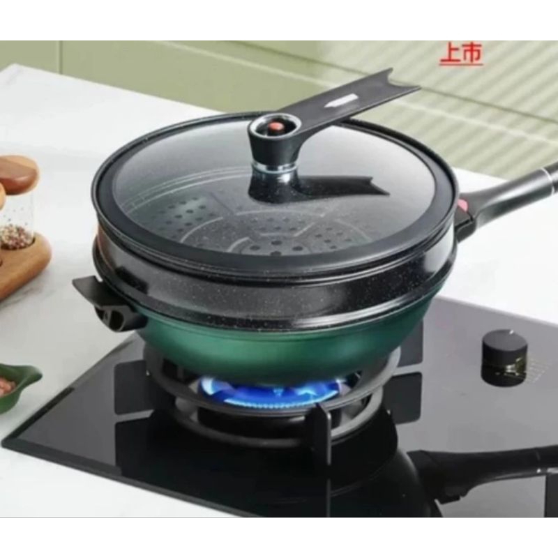 Panci Teflon Dengan Steamer kukusan dandang anti lengket