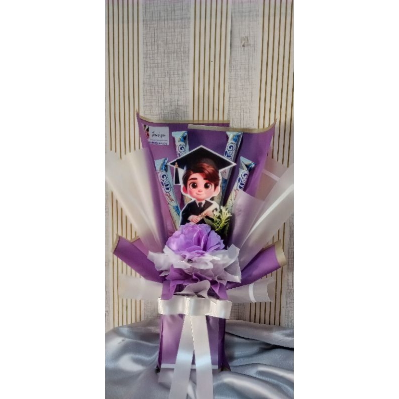 buket wisuda anak TK,buket wisuda anak Sd,buket warna ungu,buket murah,buket 25ribuan buket snack,bu