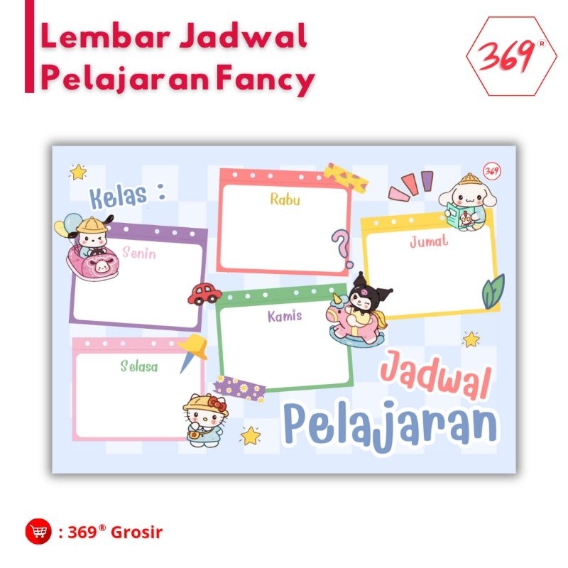 

369 - Poster Jadwal Pelajaran / Class Schedule KARAKTER - Sanrio JADWAL PELAJAR SD SEKOLAH ANAK SMP