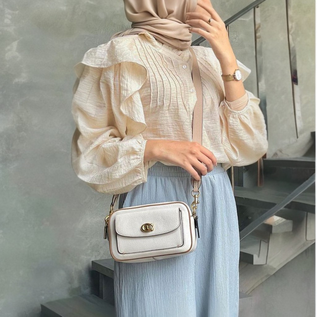 Blouse Korean Style Wanita Kekinian Jumbo Model Lengan Panjang Blus Atasan Wanita Kerja Kantor