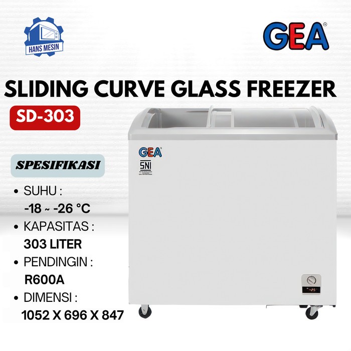 GEA SLIDING CURVE GLASS FREEZER SD-303 / Freezer Box GEA 303 Liter