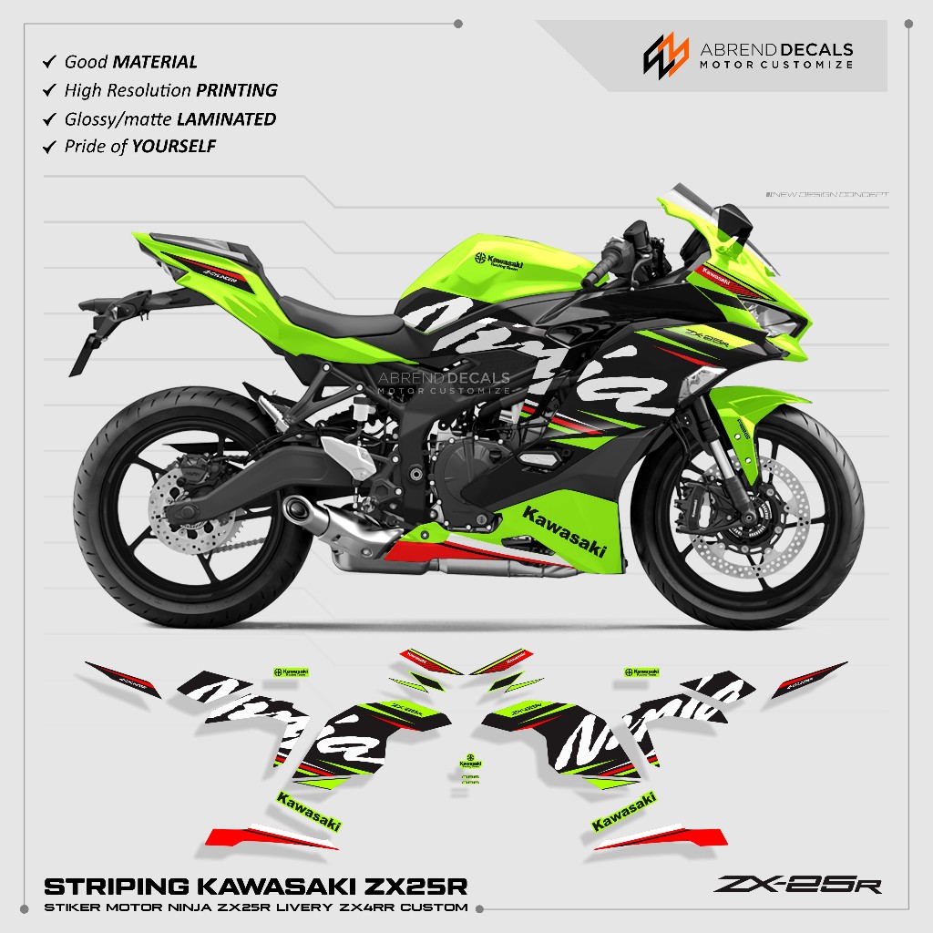STRIPING ZX25R GRAFIS CUSTOM / STIKER MOTOR KAWASAKI NINJA ZX25R / STIKER ZX25R STOCK DECAL