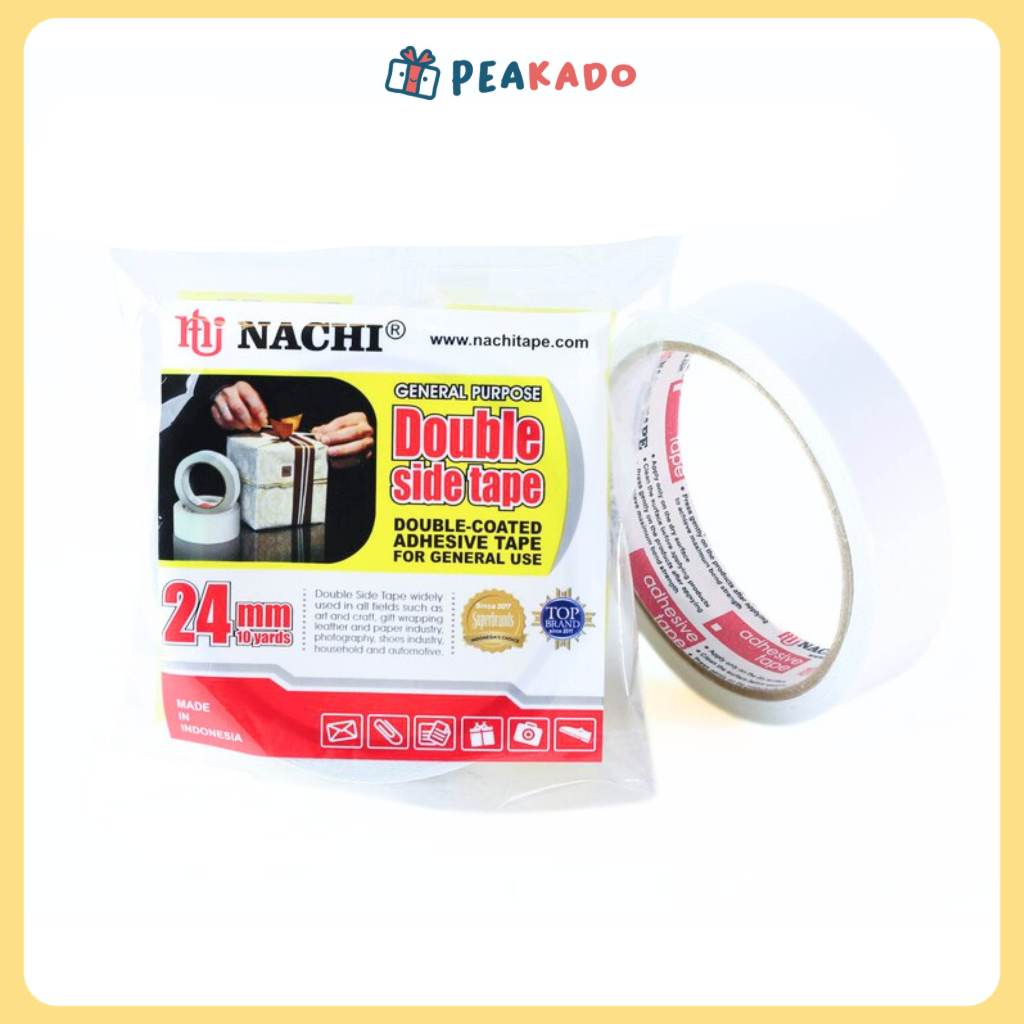 

Double Tape Lakban Kertas Isolasi Nachi 24 mm 1 Inch per Roll Original Kuat