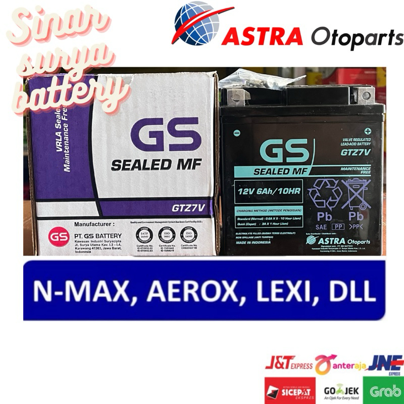Aki kering motor Nmax,Aerox,lexi GS MF GTZ7V 6 ampere