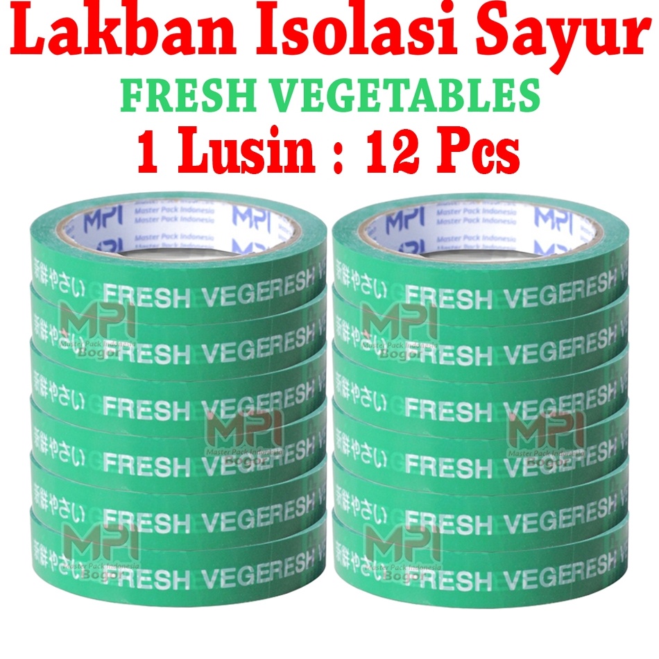 

1 Lusin 12 Pcs Lakban Isolasi Sayur Fresh Vegetables 18 mm x 5 Meter Lakban Sayur Fresh Master Pack Indonesia Bogor KODE K8D3