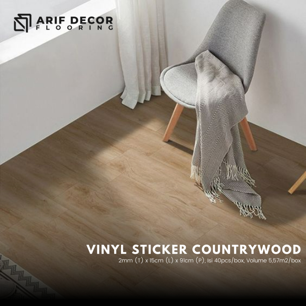 Lantai vinyl Sticker Countrywood motif wood tebal 2mm murah - vinyl korea