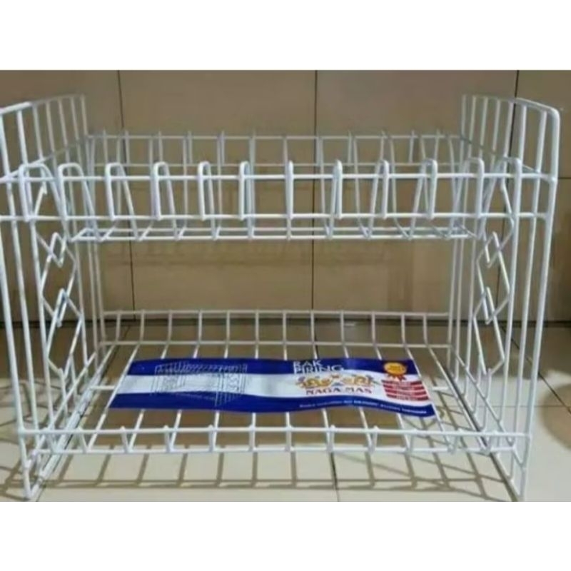 RAK PIRING WASTAFEL 2 SUSUN/RAK PIRING GELAS BESI PUTIH 2 SUSUN/RAK GANTUNG/RAK SERBAGUNA