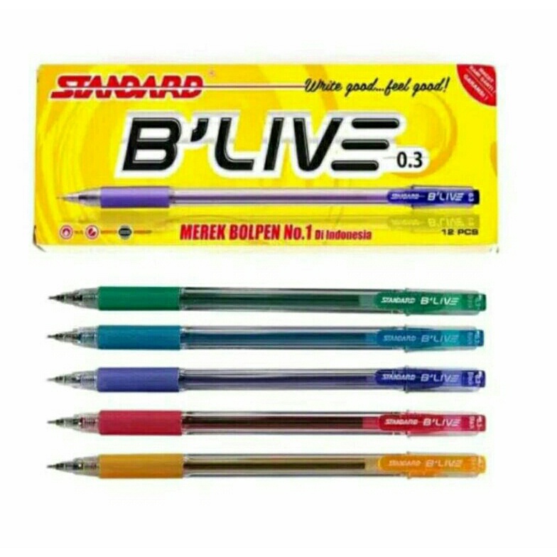 

KODE M7N5 Pulpen Standart Blive 3mm Standart Pen Blive Bolpen per pak isi 12