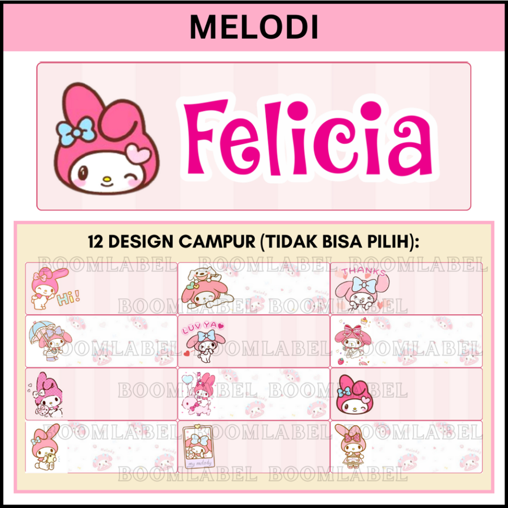 

STIKER STICKER LABEL NAMA WATERPROOF BASIC: MELODI