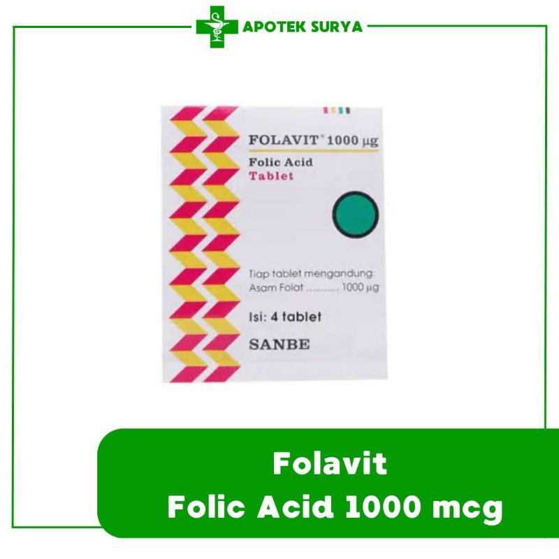 Folavit Folic Acid 1000 mcg 4 tablet