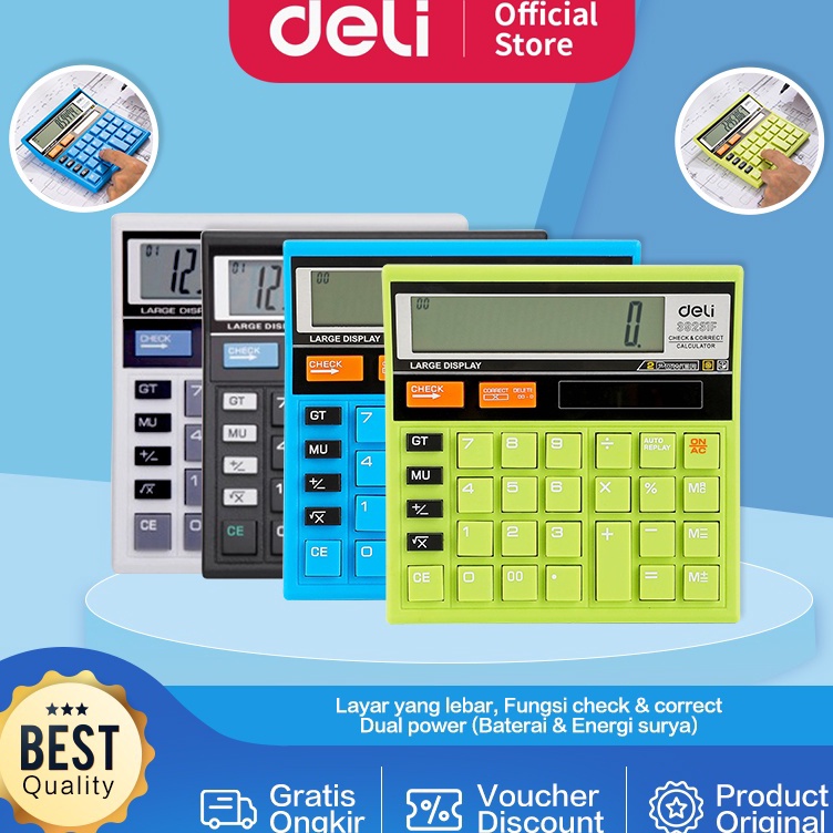 

KODE T8C Deli Kalkulator Desktop 12 Digit Desain unik garansi 3 tahun E39231F