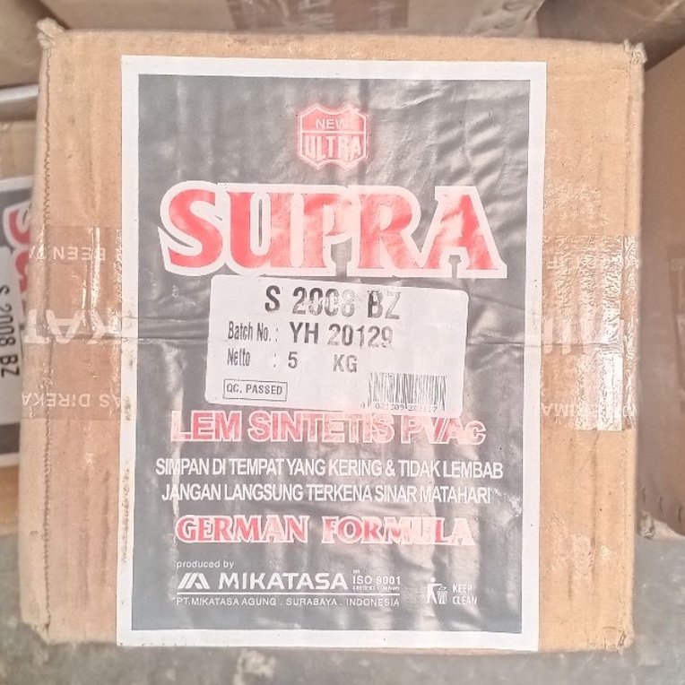 

LEM PUTIH PVAC SUPRA DARI MIKATASA TIPE 28 or lem kayu Supra KODE F6Y6