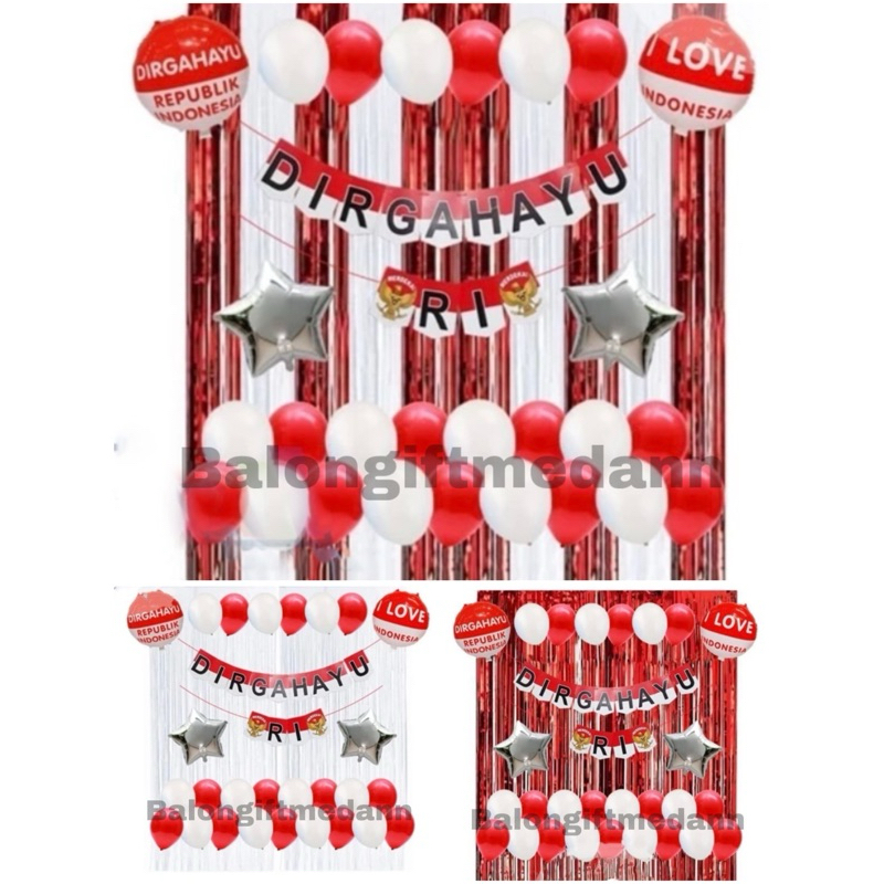 PAKET DEKOR 17 AGUSTUS MERAH PUTIH BULAT DIRGAHAYU