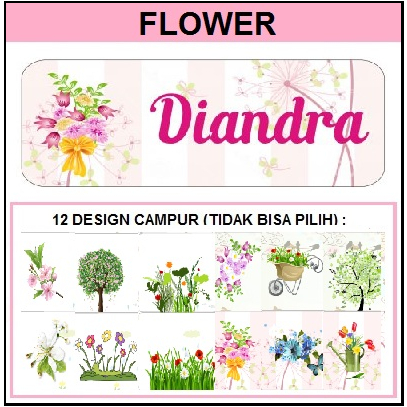 

STIKER STICKER LABEL NAMA WATERPROOF BASIC: FLOWER
