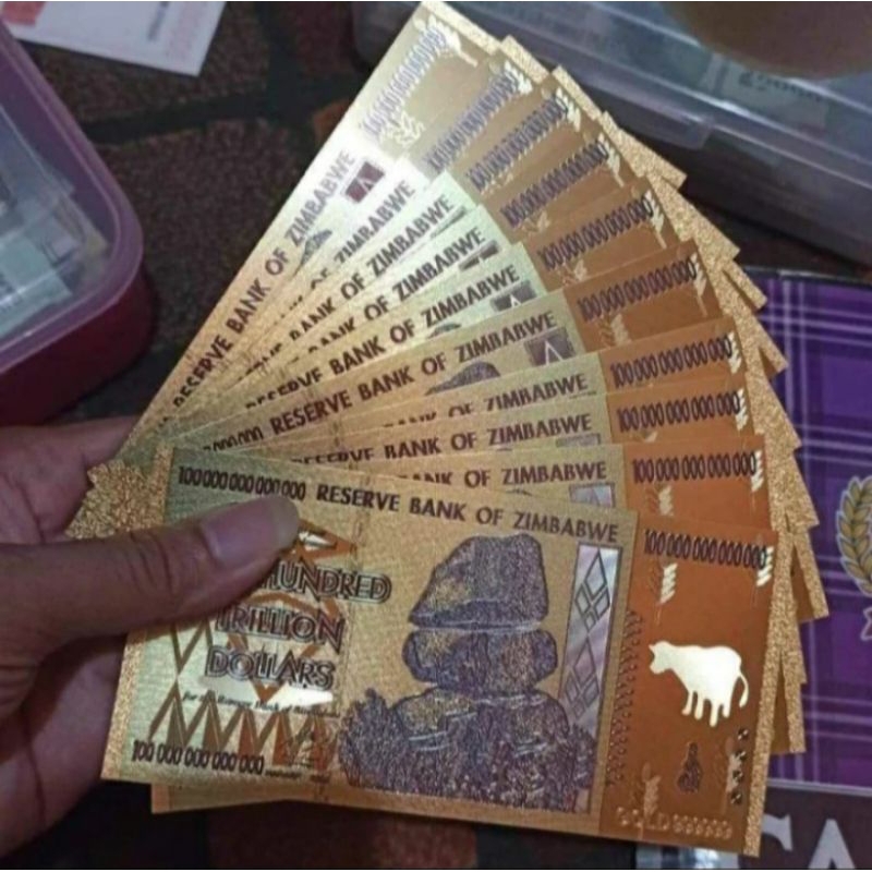 uang gold foil 100 trilliun dollar zimbawe
