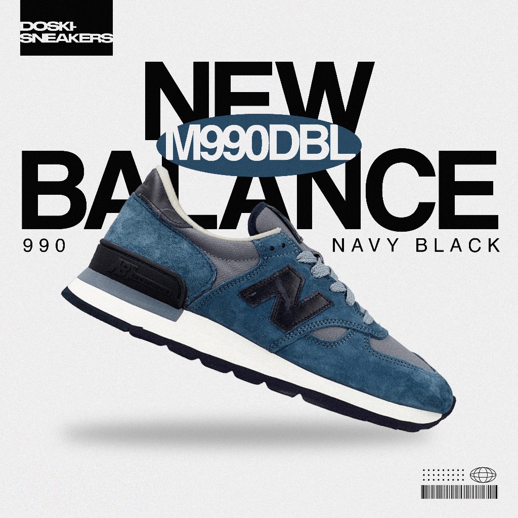 New Balance 990 M990DBL Navy Black 100% Original Sneakers Casual Pria Wanita Sepatu Ori Murah Sepatu