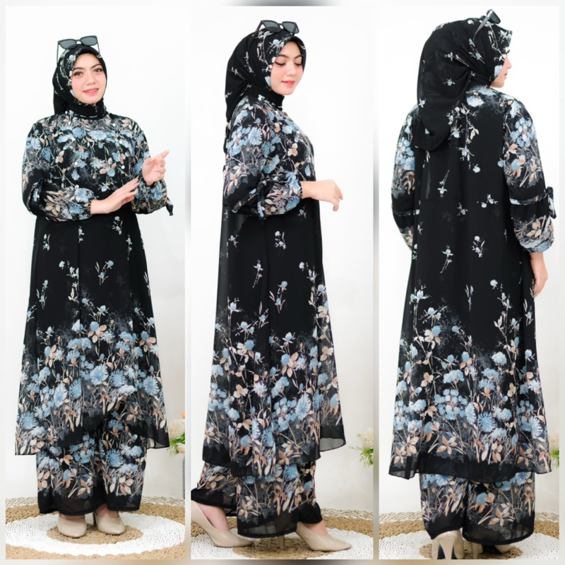 SET KULOT 3in1 Kejora set, Set long tunik , set cardigan kulot , ootd wanita kekinian