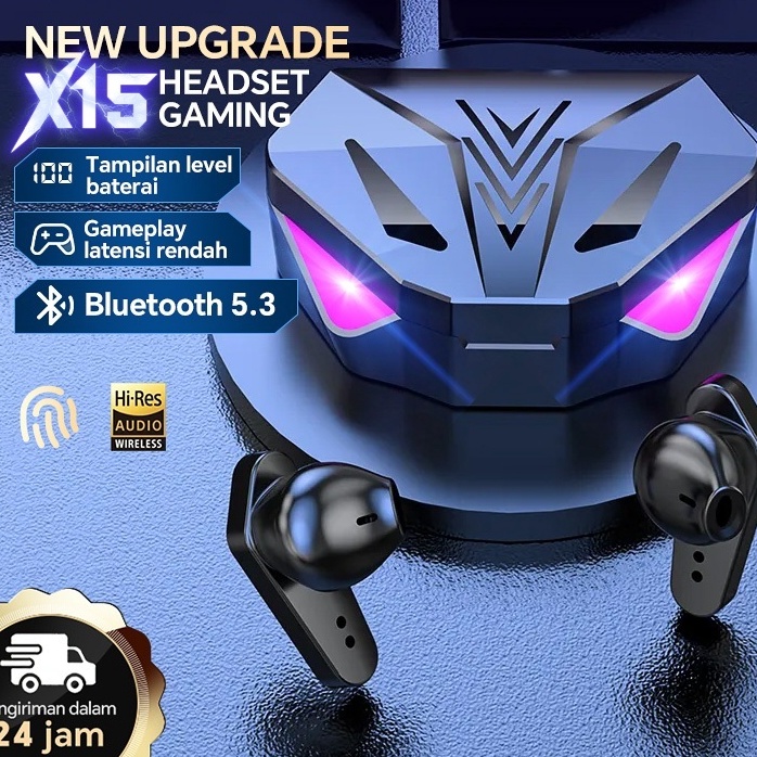 TWS GamingHeadset X15M1f95 Wireless BluetoothHeadset No delay LEDintelligent display HiFi Stereo m J