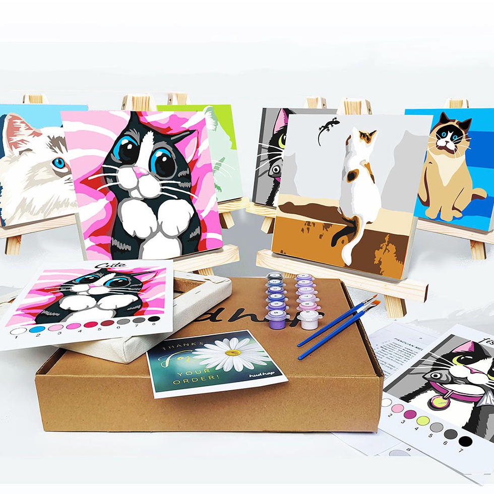 

DISCOUNT Paint by number Cat series Frame canvas 2 x 2 cm