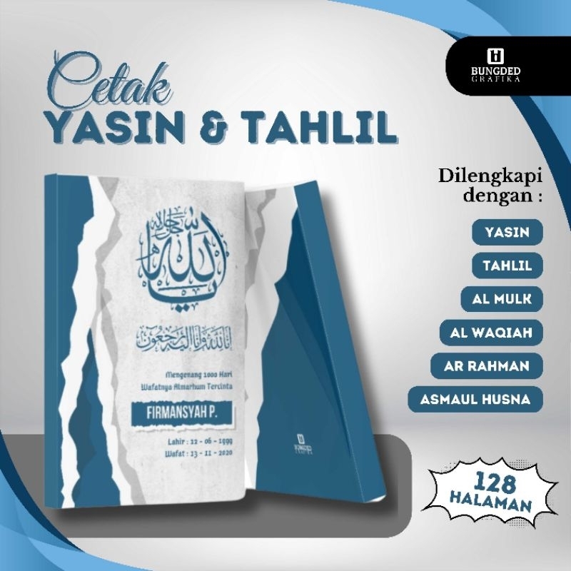 Buku Yasin & Tahlil 128 halaman Custom Lengkap Gratis Pasang Foto Almarhum