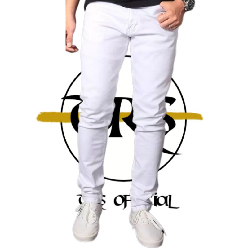 Celana Jeans Putih Jumbo Pria Big Size Celana Jeans Putih Pria Jumbo Bahan Melar Ukuran 36-48