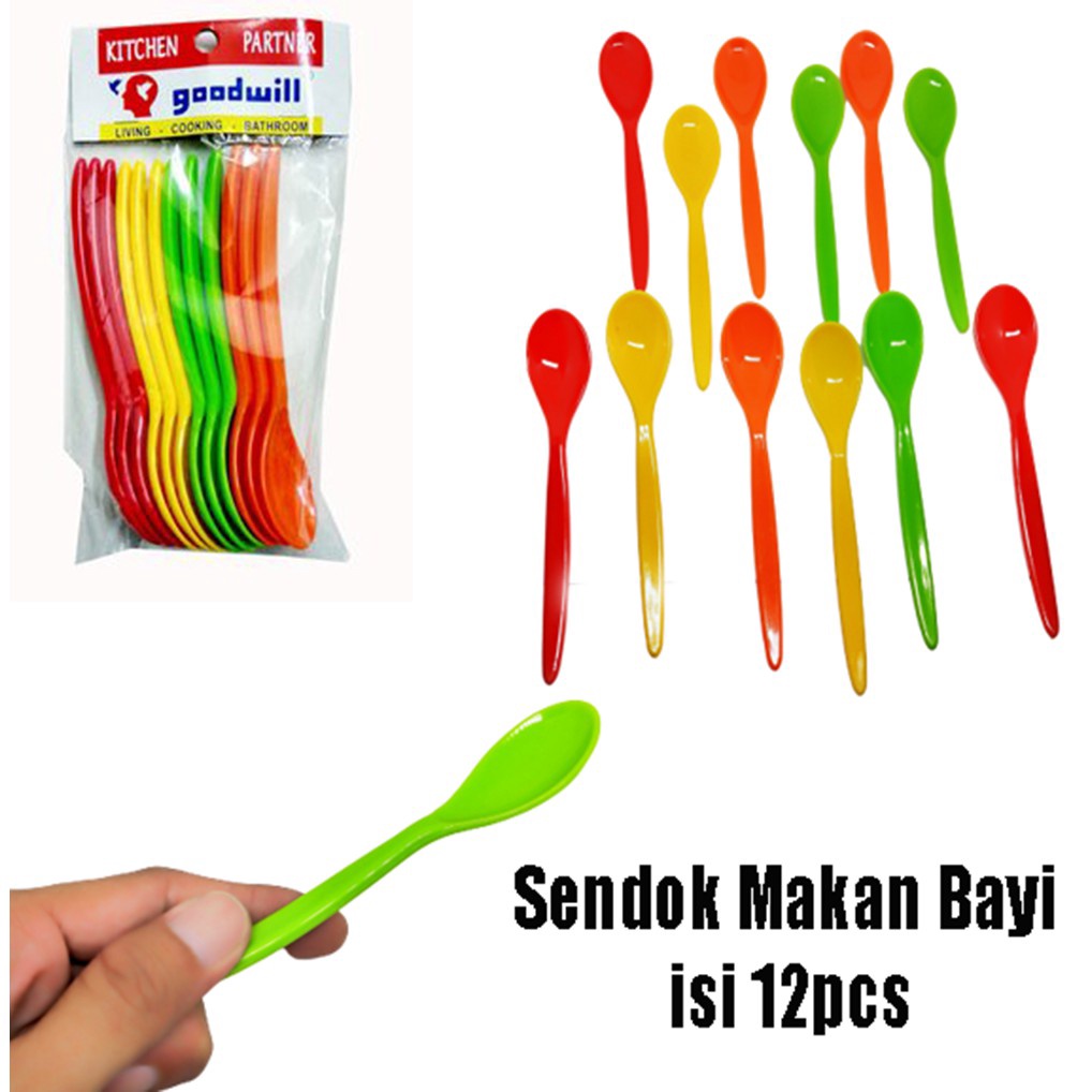 NEW VARIAN Sendok Makan Plastik Mini Warna  Sendok Makan Bayi