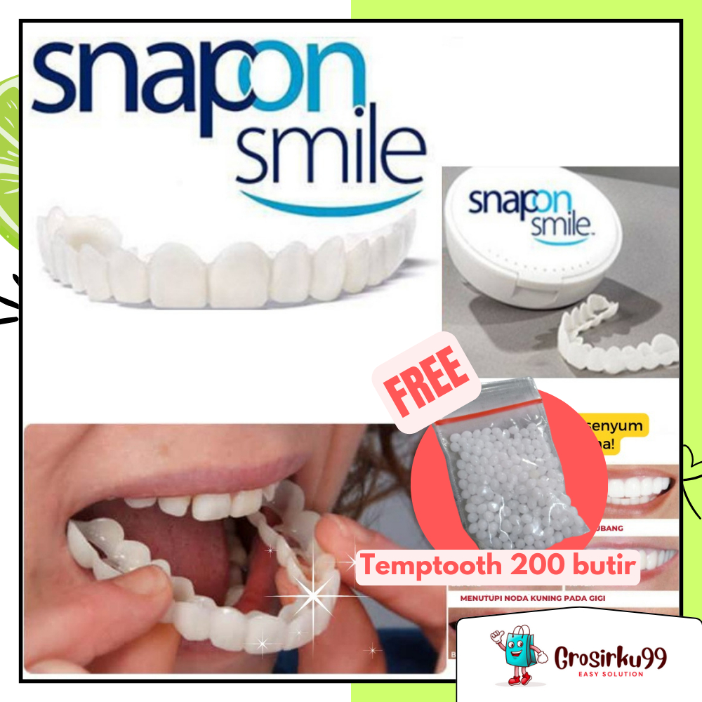 Snap On Smile Original Gigi Palsu 1 Set Veneer Atas Bawah | Gigi Palsu Renggang Silikon terbaik 100%