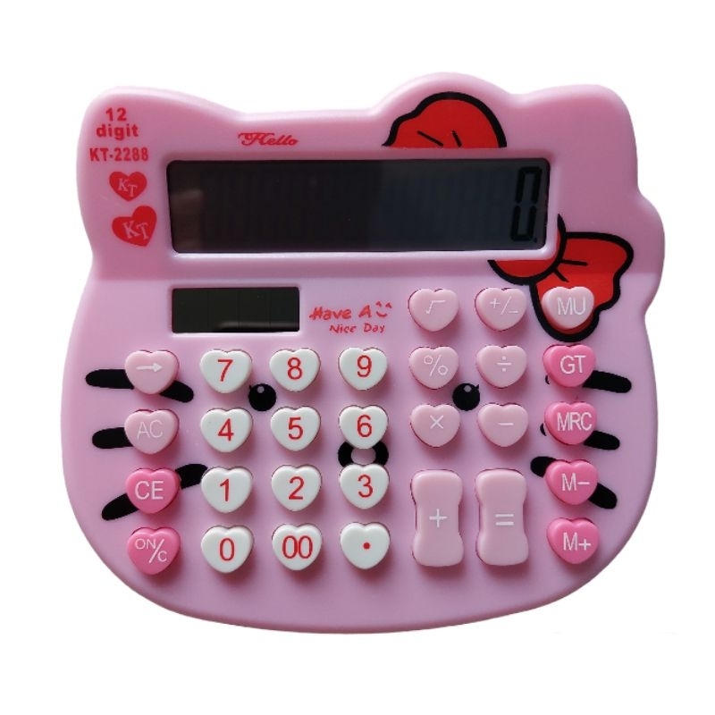 

Kalkulator Kepala Hellokitty Calculator Dagang 12Digits Dual Power Solar & Battery