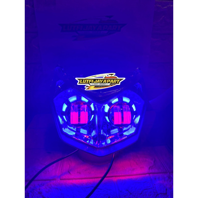New Reflektor Supra X FI 125 injeksi set Proji daymaker 2 lensa devil kece cahaya super Terang