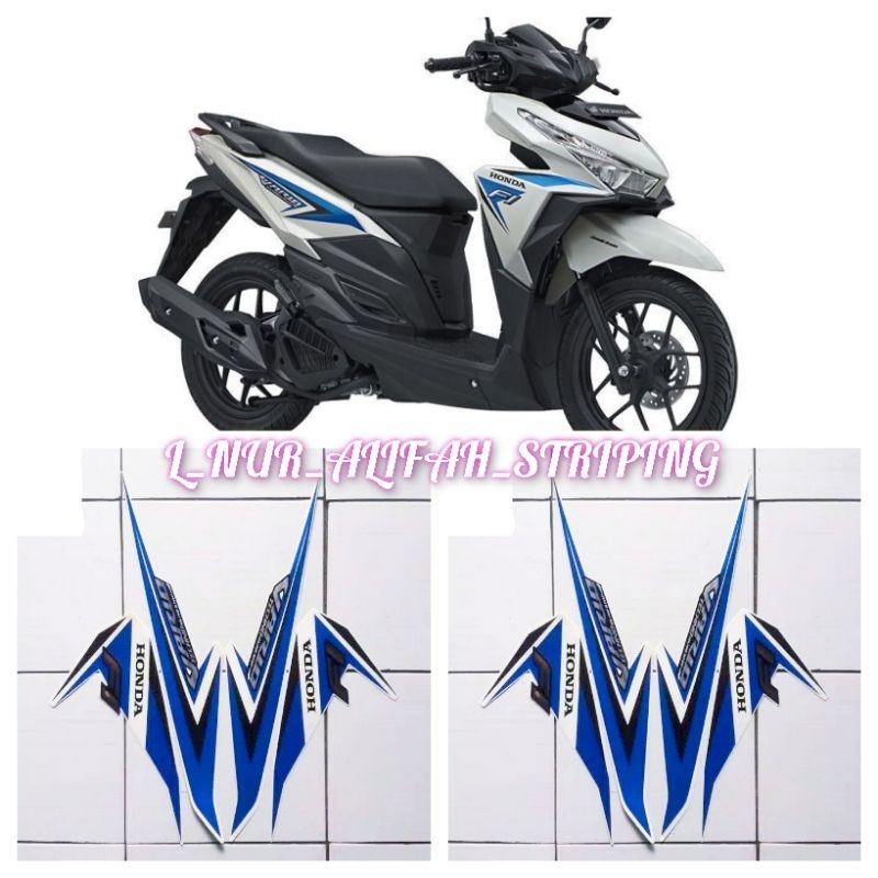STIKER STRIPING LIS LES BODY MOTOR HONDA VARIO TECHNO 125 LED 2015 WARNA PUTIH BIRU