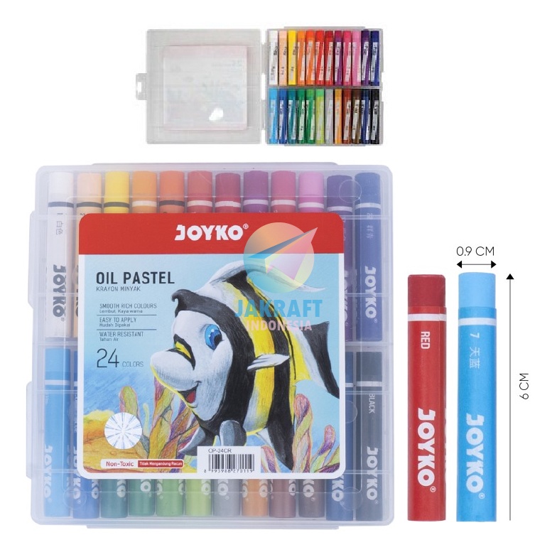 

GROSIR 24 Pcs Krayon 24 Warna JOYKO OP24CR Oil Pastels Crayon Aman Murah Anti Air Hard Case