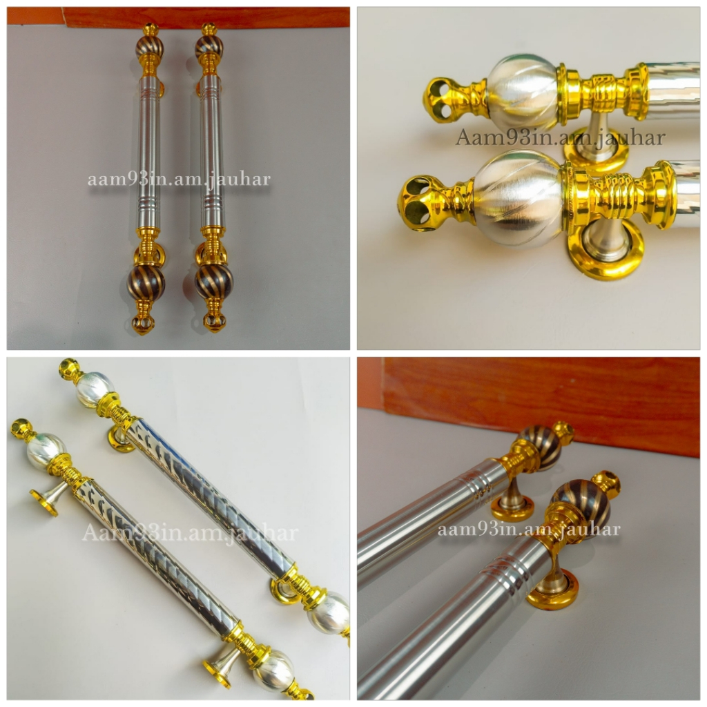 Handle Pintu Rumah 50 cm Tarikan Gagang Kunci Stainles Kuningan Bola Ulir Gold Chorme Crom 1,1 kg An