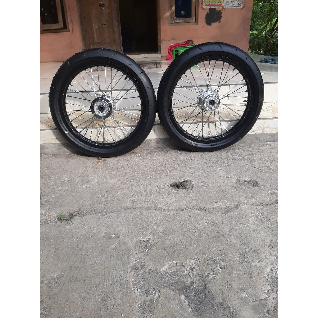 Wheelset Semi Cacing KLX 160 Rata Ban Primax 90/80 Ring 17