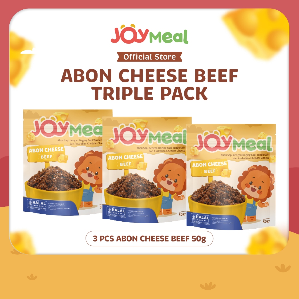 

JoyMeal ABON CHEESE Beef Original 50gr Triple Pack 3pcs | Perpaduan Abon Sapi Tenderloin dan Australian Cheddar Cheese