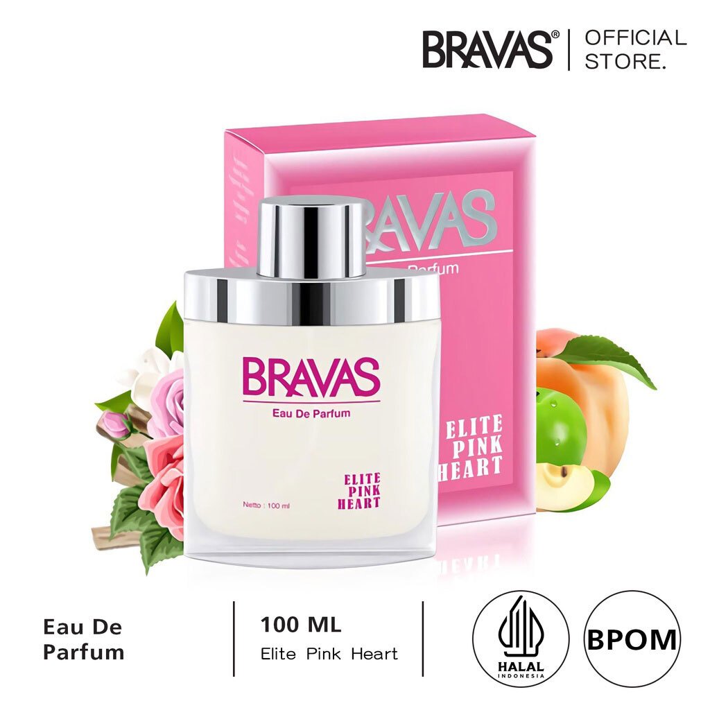 BRAVAS Parfum Wanita ELITE 100 ML Eau De Parfum HALAL Perfume Spray Besar Perempuan EDP Ori Pink