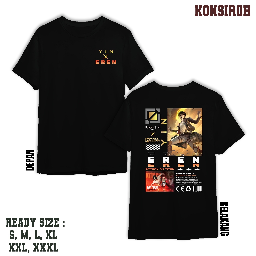 KAOS DEWASA - MOBILE LEGEND YIN X EREN AOT - KAOS YIN X EREN AOT FIGHTERS  - KAOS PREMIUM DEWASA - B