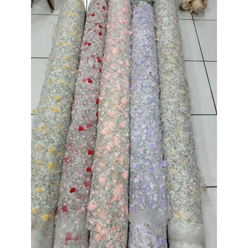 BAHAN KAIN ORGANDI MOTIF BUNGA