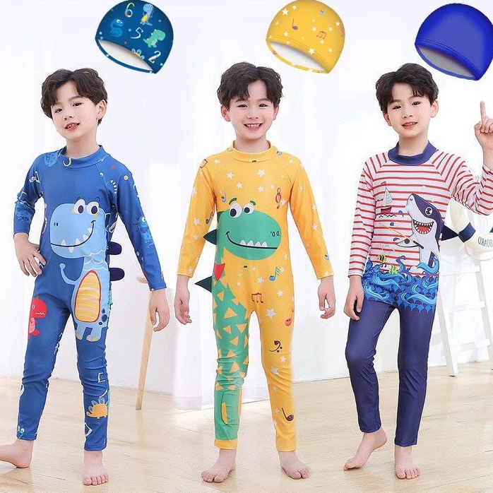 Pasti Dikirim  Baju Renang Diving Anak Laki Laki Lengan Panjang One Piece 2 4 6 8 1 tahun