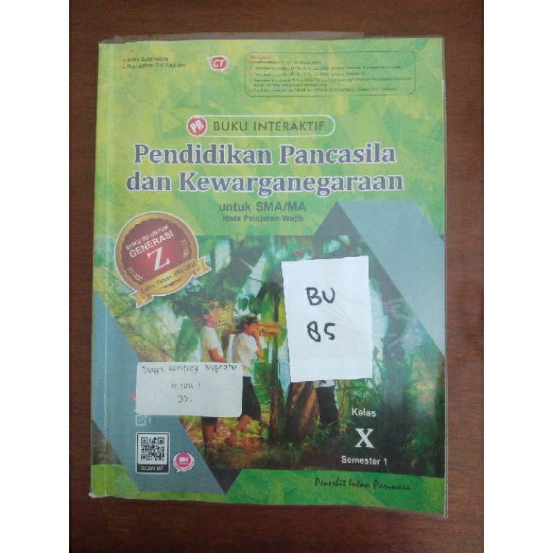 

PENDIDIKAN PANCASILA DAN KEWARGANEGARAAN UNTUK SMA/MA KELAS X SEMESTER 1 (BU85)