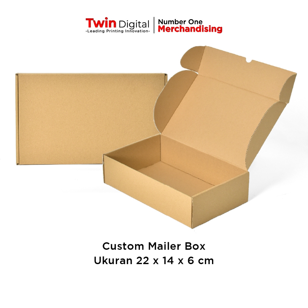 

Twindigital Box Kardus Olshop / Kotak Hampers / Dus Hadiah - Mailer Box Polos Uk 22x14x6 cm