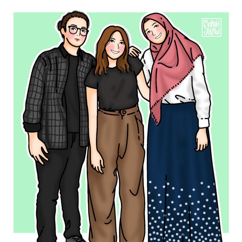 (soft file) ilustrasi wajah / karikatur wajah / kartun / chibi / illustrasi wajah