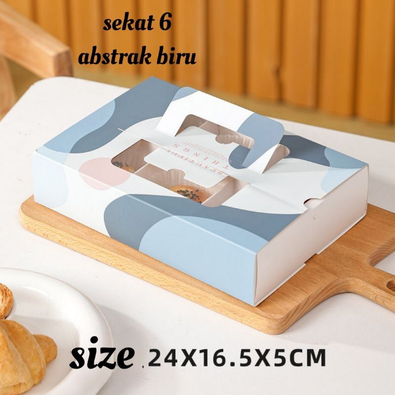 

5 pcs kotak kue bulan motif bunga abstrak box mooncake sekat 6 dus packaging untuk mooncake 50-80 gram uk 24x16.5x5 cm